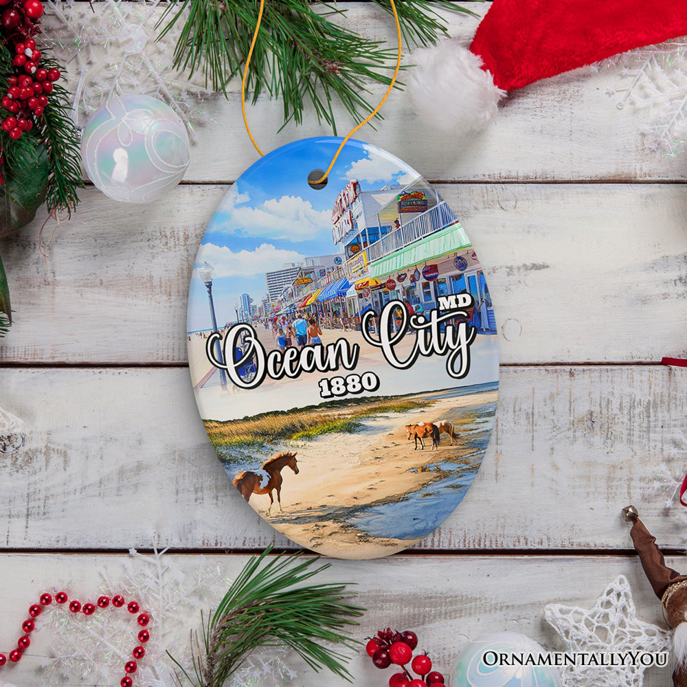 Ocean City Ceramic Ornament, Maryland Coastal Themes Christmas Decoration and Gift