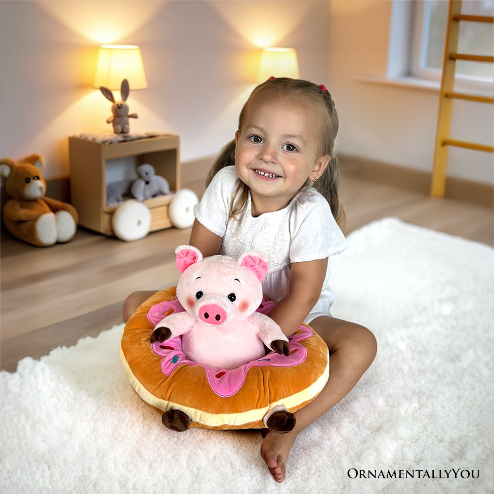 Ollie Oinker the Pig Plushie, Adorable 12" Donut Ring Stuffed Animal for Kids’ Gifts Plush Toys OrnamentallyYou 