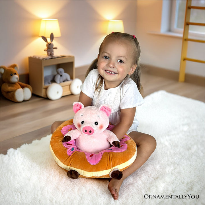 Ollie Oinker the Pig Plushie, Adorable 12" Donut Ring Stuffed Animal for Kids’ Gifts Plush Toys OrnamentallyYou 