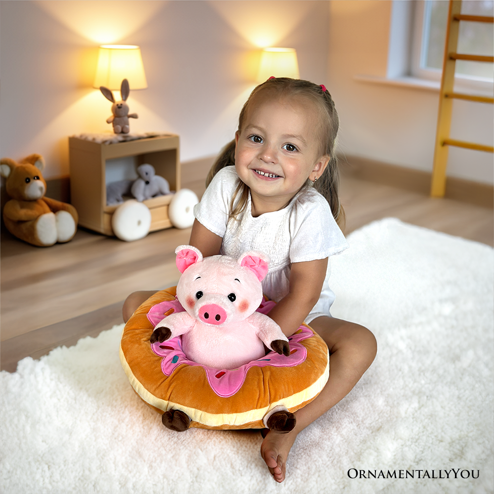 (Pre-Order) Ollie Oinker the Pig Plushie, Adorable 12" Donut Ring Stuffed Animal for Kids’ Gifts