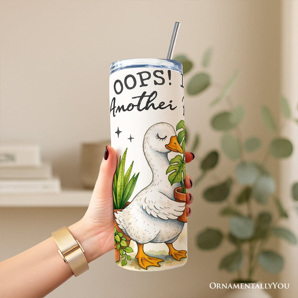 Oops I Got Another Plant Goose 20oz Personalized Tumbler With Lid and Stainless Steel Straw, Funny Botanist Life Gift Cup Tumbler OrnamentallyYou 