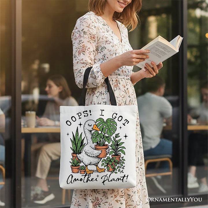 Oops I Got Another Plant Goose Canvas Tote Bag, Sarcastic Gardening Humor Gift Tote Bag OrnamentallyYou 