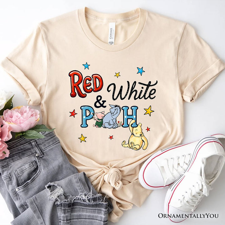 Patriotic 4th of July Red White & Proud T-Shirt, 1926 A.A. Milne Cute Winnie-the-Pooh USA Tee T-Shirts OrnamentallyYou Natural XS 