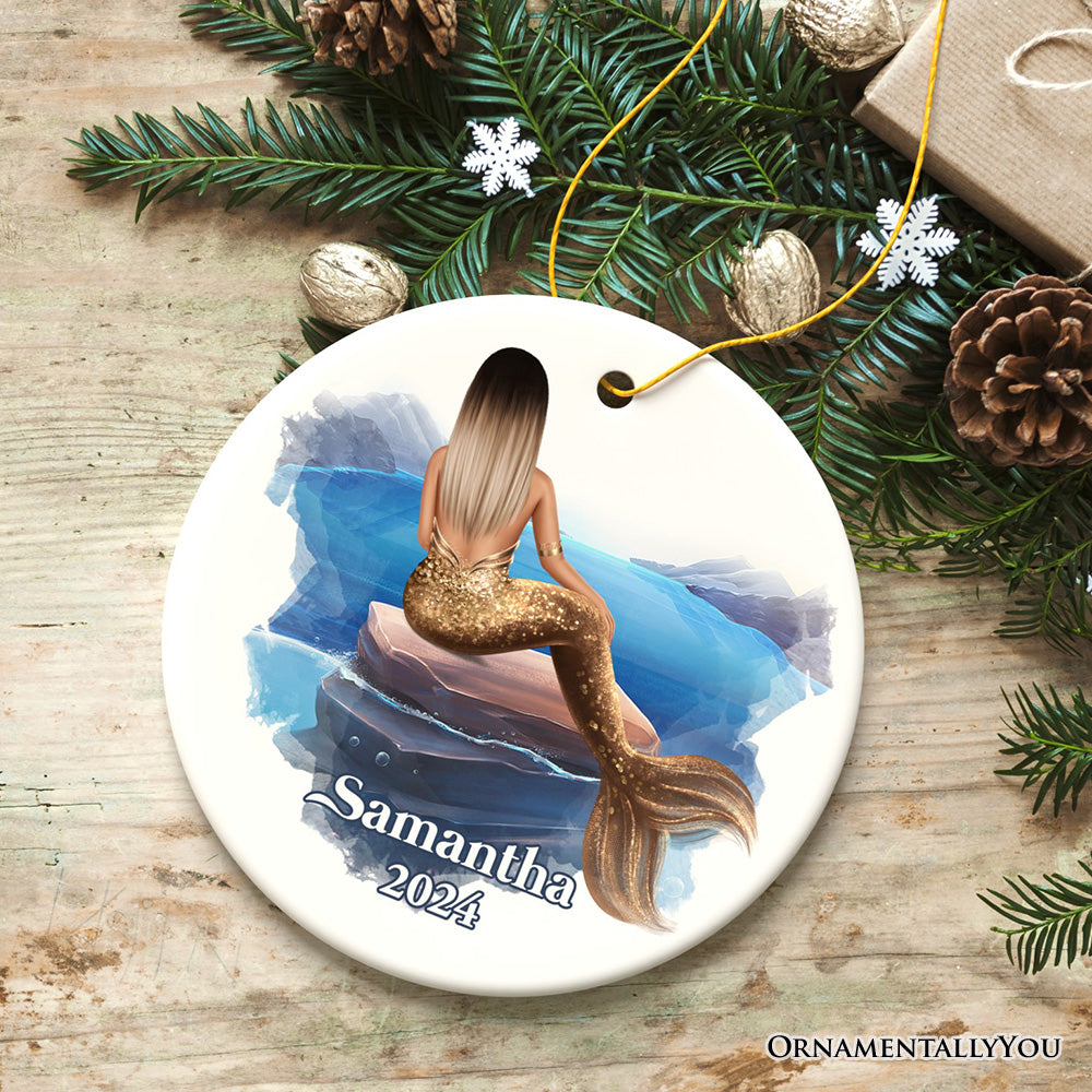 Personalized Mermaid Women Christmas Ornament