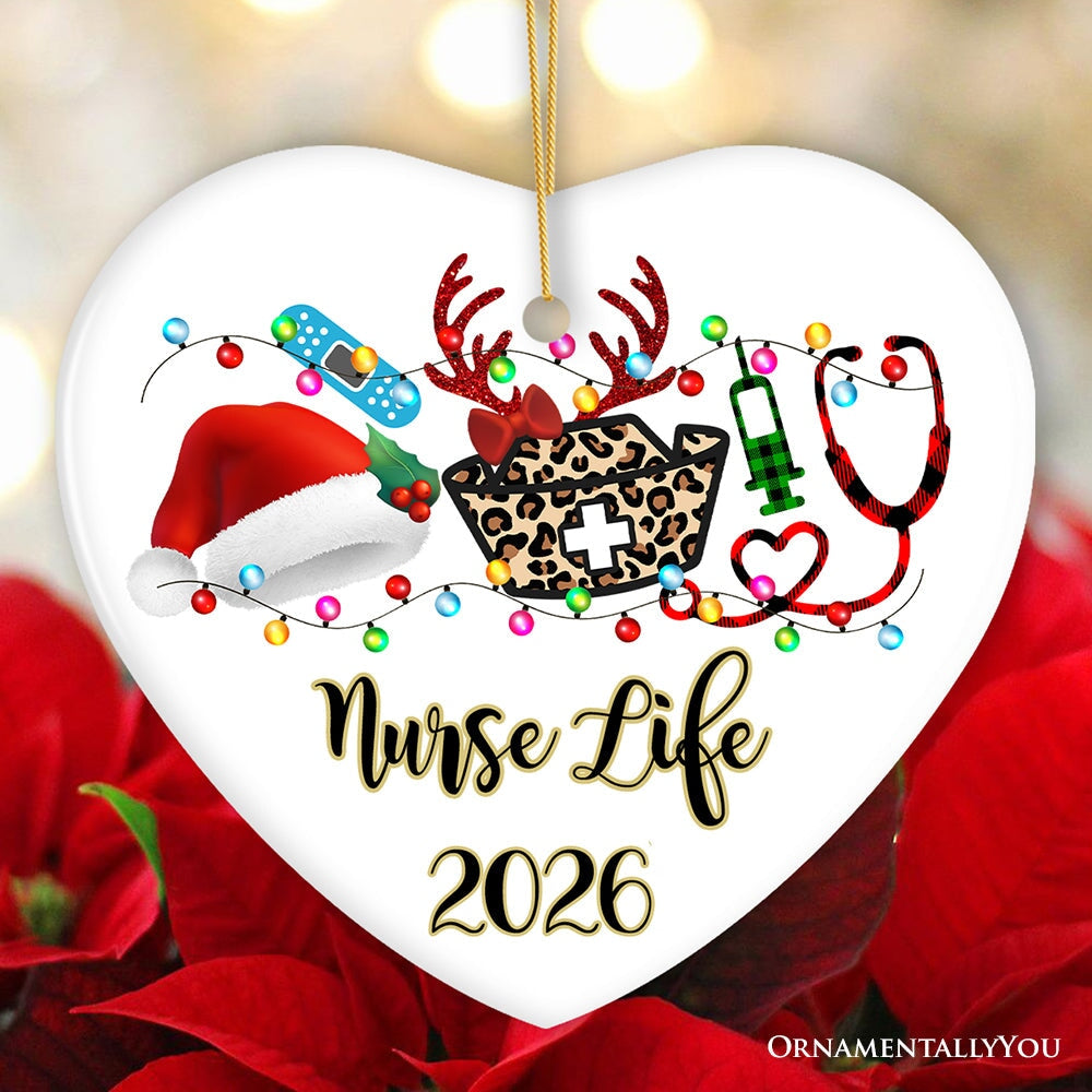 Personalized Plaid Nurse Christmas Ornament, Gift for Medical Assistants and Hospital Technicians Ceramic Ornament OrnamentallyYou Heart 