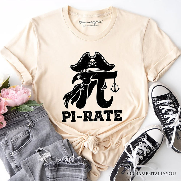 Pi 3.14 Pirate T-Shirt, Funny Math Pun Pi Day Tee T-Shirts OrnamentallyYou Natural XS 