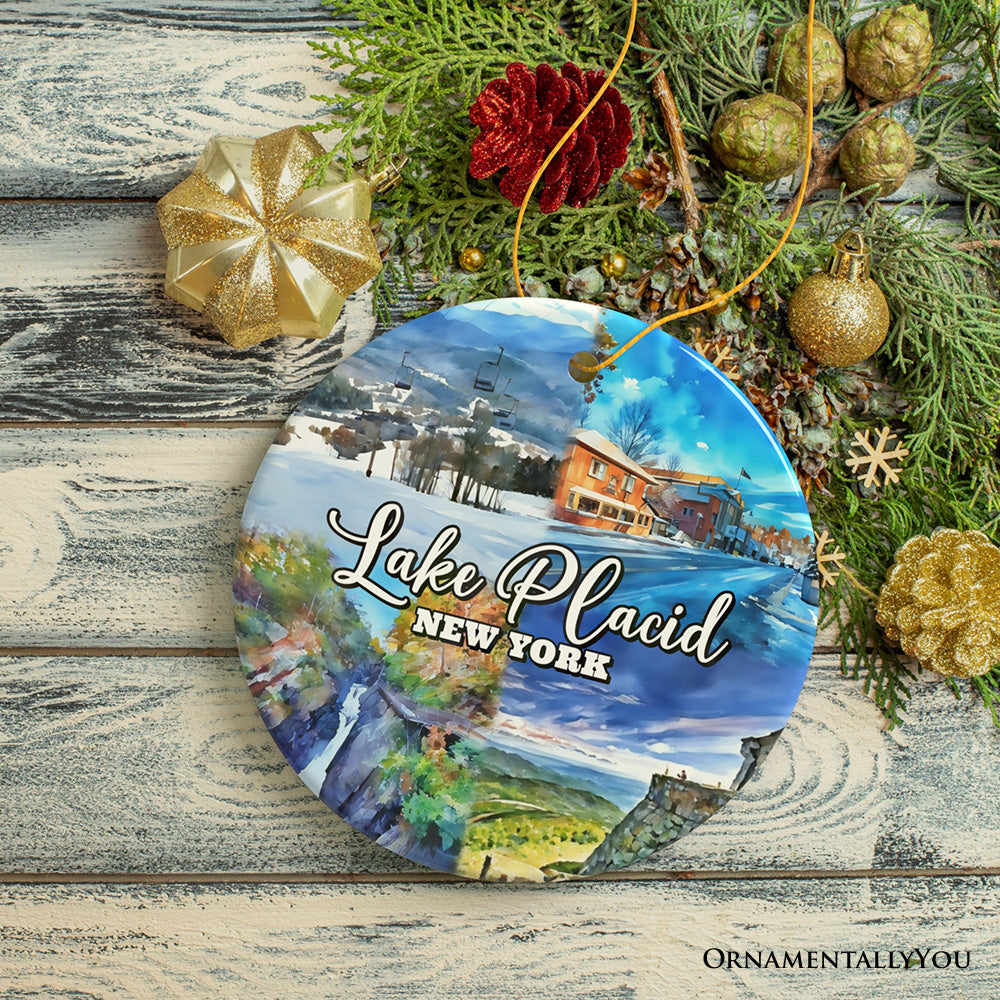 Picturesque Lake Placid Ornament, Charming New York Mountain Town Christmas Gift and Travel Souvenir