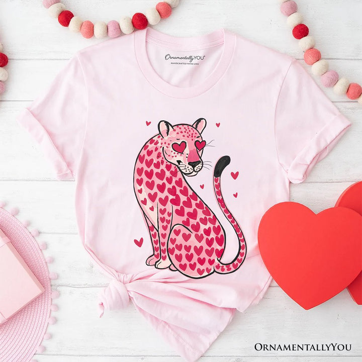 Pink Leopard Valentine T-Shirt, Cute Love Hearts Tee T-Shirts OrnamentallyYou Soft Pink XS 