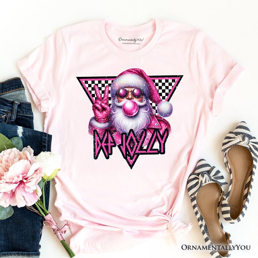 Pink Santa Blowing Bubblegum T‑Shirt, Def Jolly Coquette Retro Christmas Tee T-Shirts OrnamentallyYou Soft Pink XS 