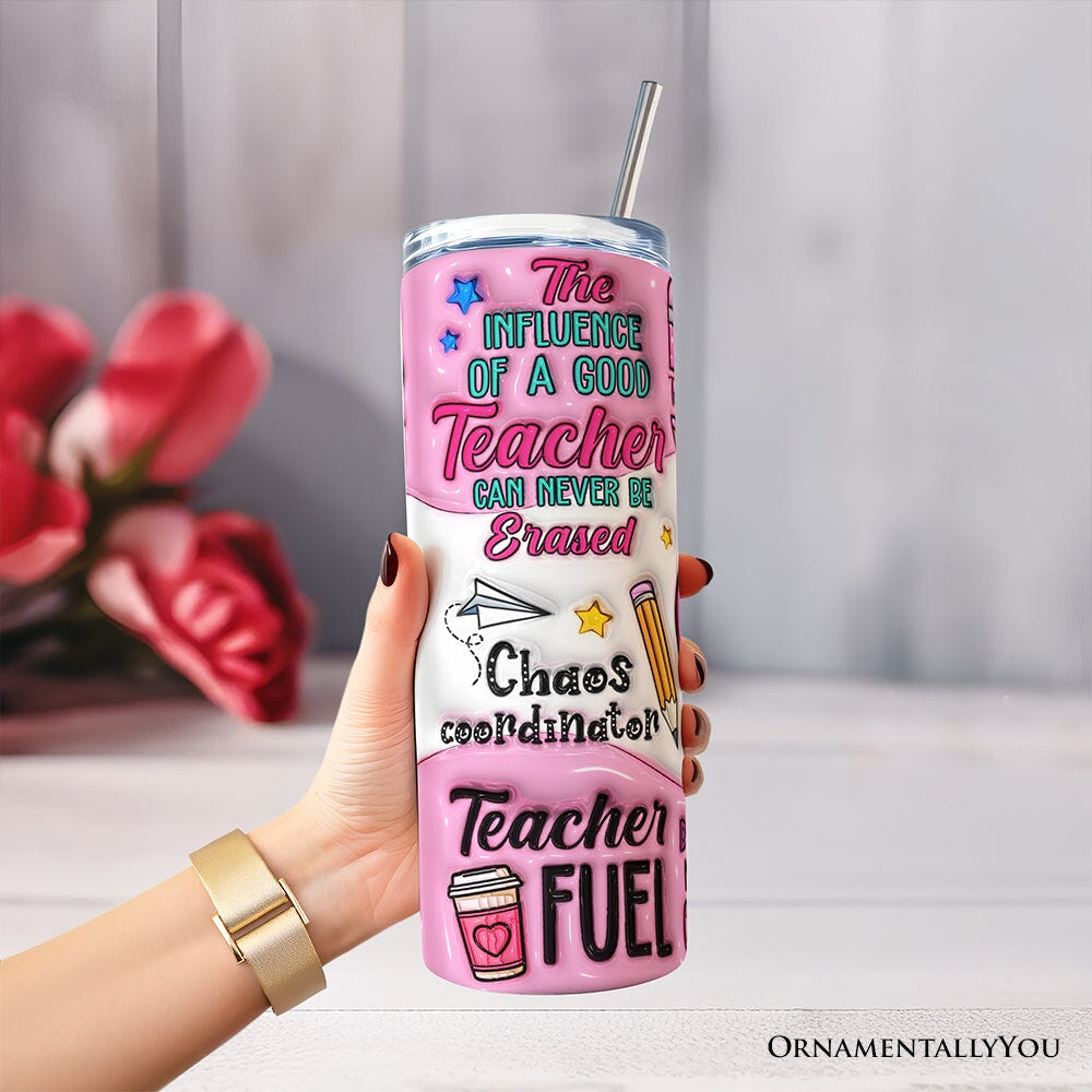 Pink Teacher Life 20oz Personalized Tumbler With Lid and Stainless Steel Straw, Inspirational Educator Appreciation Gift Cup Tumbler OrnamentallyYou 