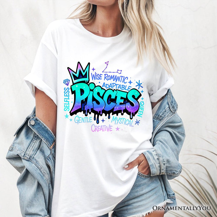 Pisces Graffiti Zodiac T-Shirt, Street Style Astrology Horoscope Tee T-Shirts OrnamentallyYou 