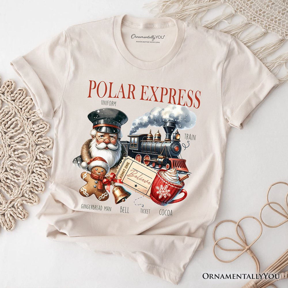 Polar Express Christmas T-Shirt, Vintage Holiday Santa Tee T-Shirts OrnamentallyYou Natural XS 