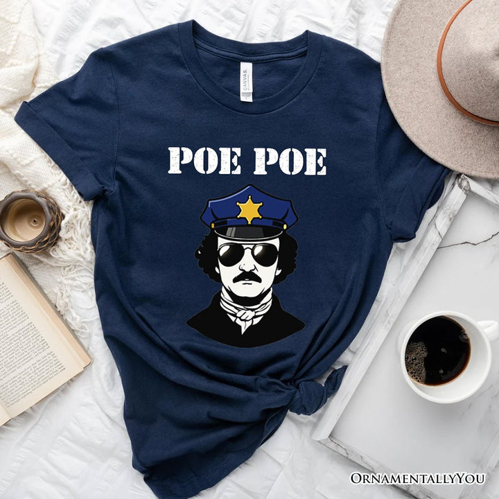 Police Edgar Allan Poe Poe T-Shirt, Navy and White Funny Tee T-Shirts OrnamentallyYou Navy XS 