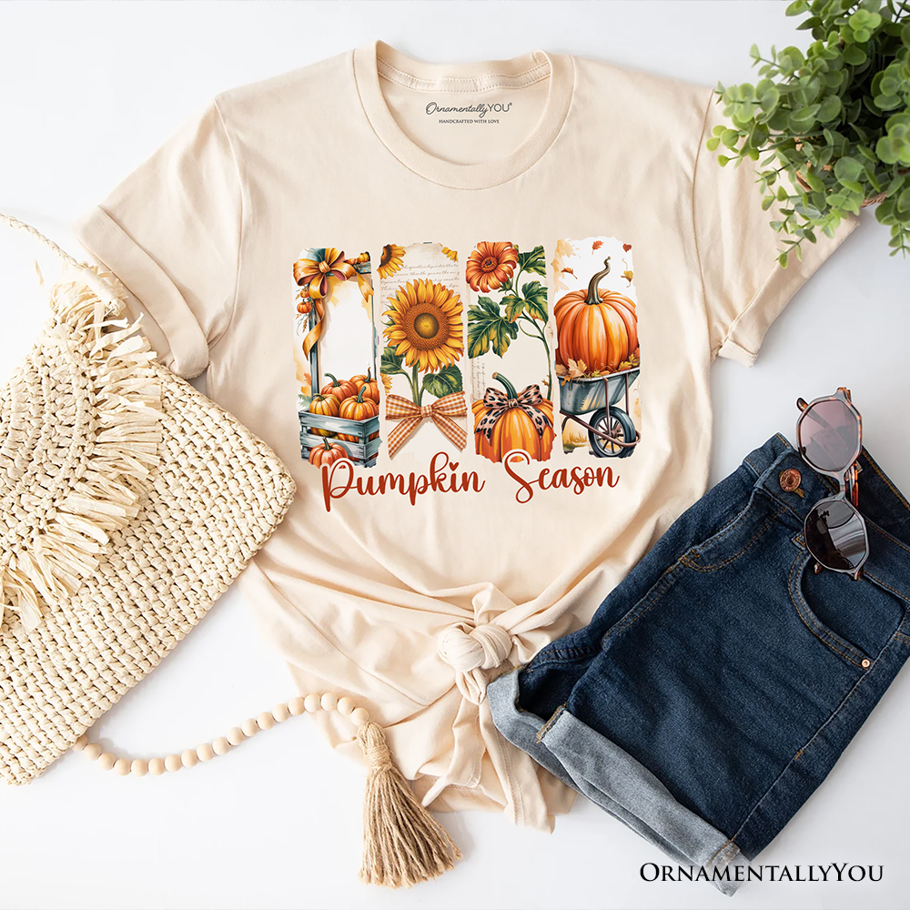 Pumpkin Season T-Shirt, Fall Sunflower Coquette Bow Autumn Tee