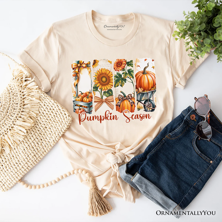 Pumpkin Season T-Shirt, Fall Sunflower Coquette Bow Autumn Tee