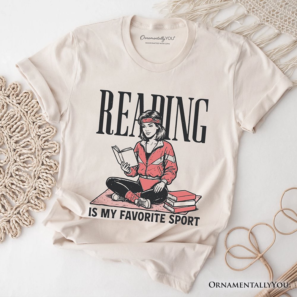 Reading Is My Favorite Sport Bookworm T-Shirt, Retro Bibliophile Tee T-Shirts OrnamentallyYou Natural XS 