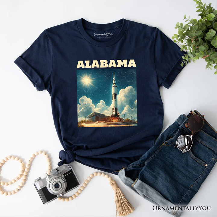 Retro Alabama State Rocket Launch T-Shirt, NASA Space Center Tee and Huntsville Souvenir