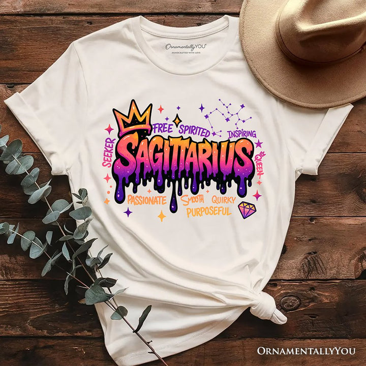 Sagittarius Graffiti Zodiac T-Shirt, Street Style Astrology Horoscope Tee T-Shirts OrnamentallyYou Natural XS 