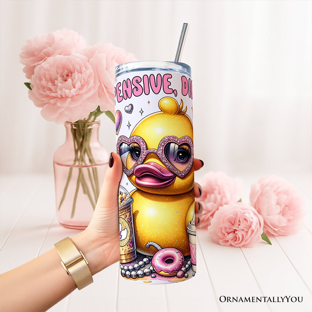 Sassy Rubber Duck 20oz Personalized Tumbler With Lid and Stainless Steel Straw, Purple Glam Girl Gift Cup Tumbler OrnamentallyYou 