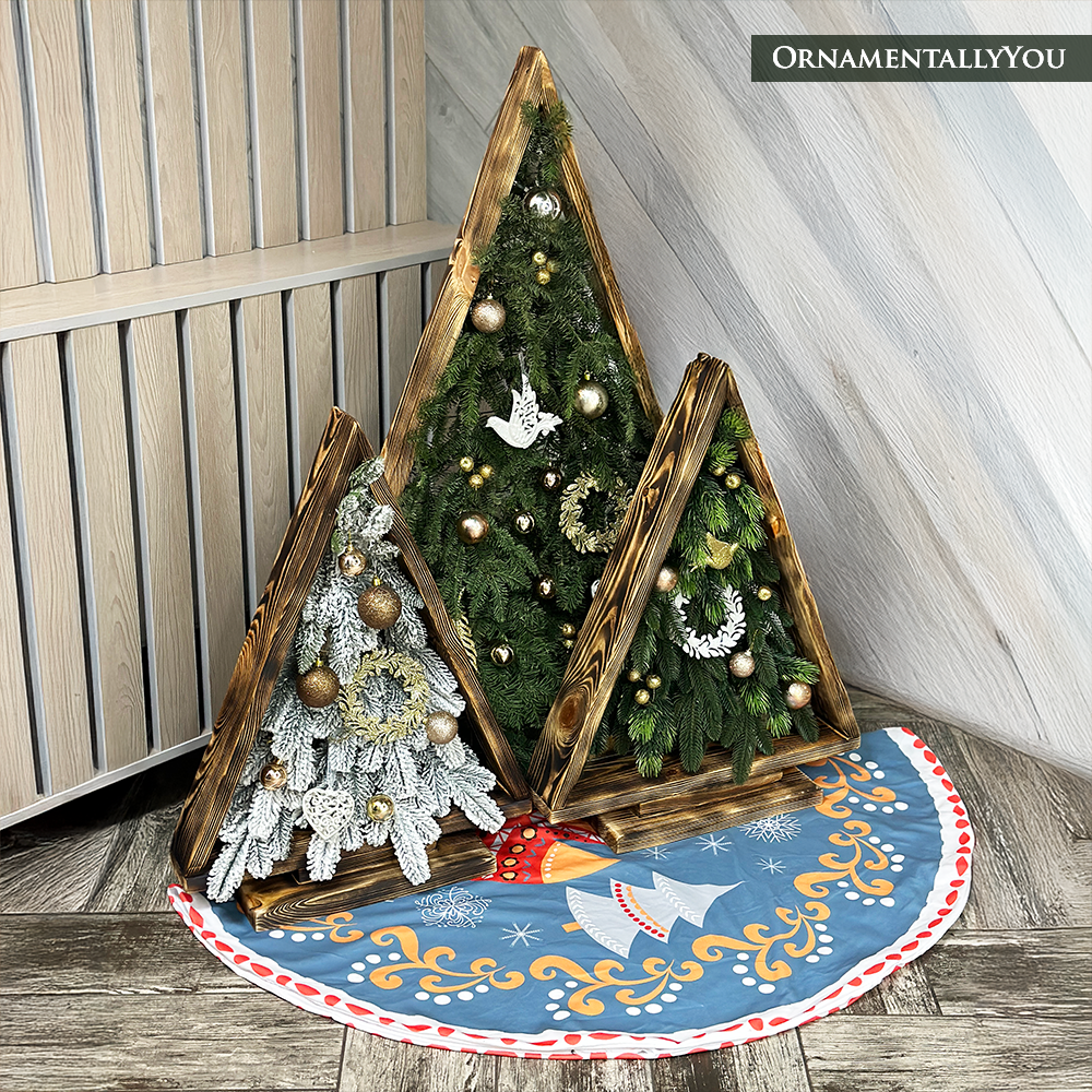 Scandinavian Folk Fox Christmas Tree Skirt