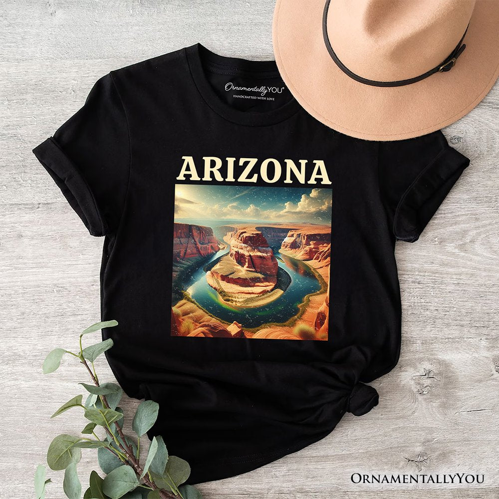 Scenic Arizona State Desert Canyon Vintage T-Shirt, Horseshoe Bend Tee and Southwest Nature Souvenir T-Shirts OrnamentallyYou Black XS 