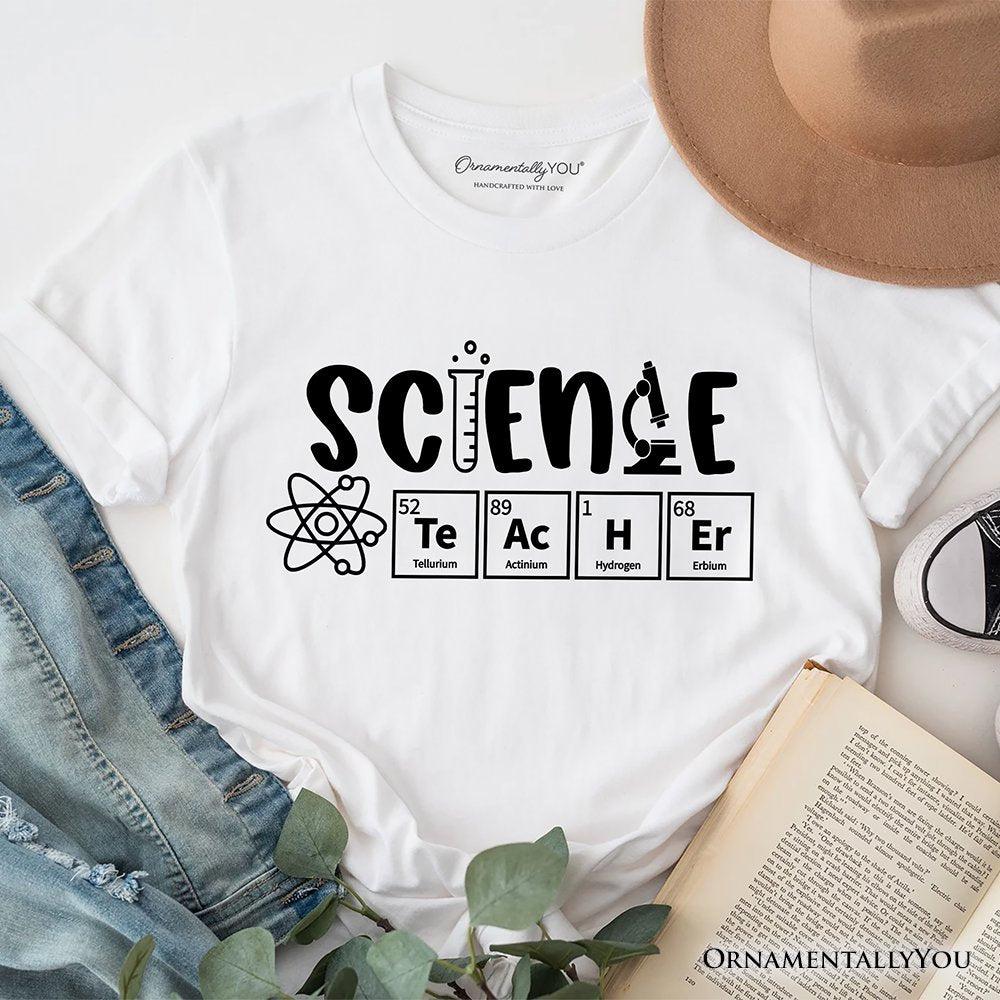 Science Teacher Elements T-Shirt, Periodic Table Tee for Educators T-Shirts OrnamentallyYou White XS 