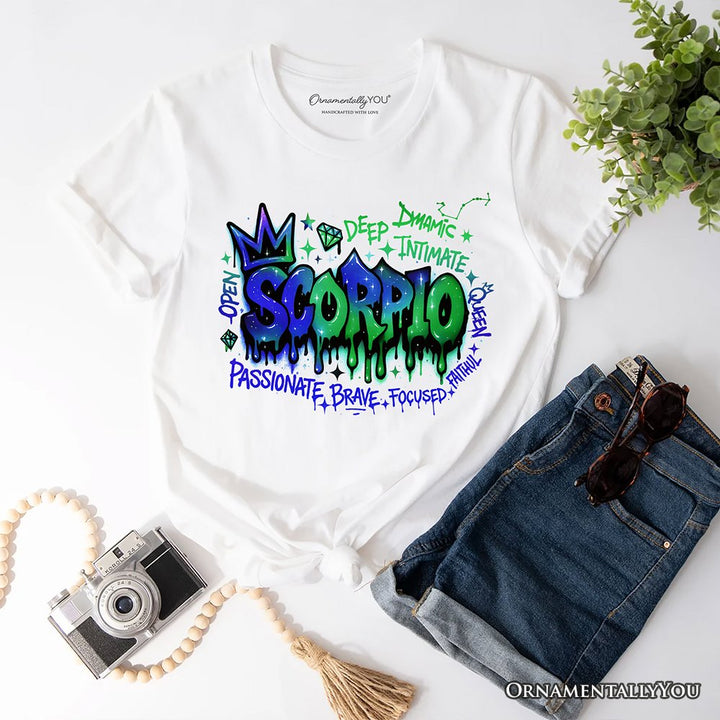 Scorpio Graffiti Zodiac T-Shirt, Street Style Astrology Horoscope Tee T-Shirts OrnamentallyYou White XS 
