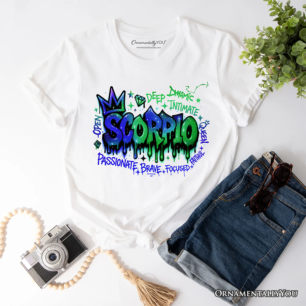 Scorpio Graffiti Zodiac T-Shirt, Street Style Astrology Horoscope Tee