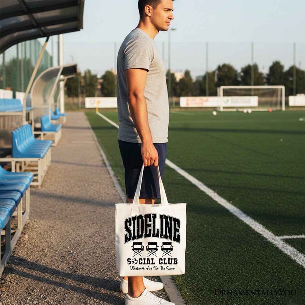 Sideline Social Club Soccer Tote Bag, Weekends Are for the Soccer Game Day Sports Gift Shopper Tote Bag OrnamentallyYou 
