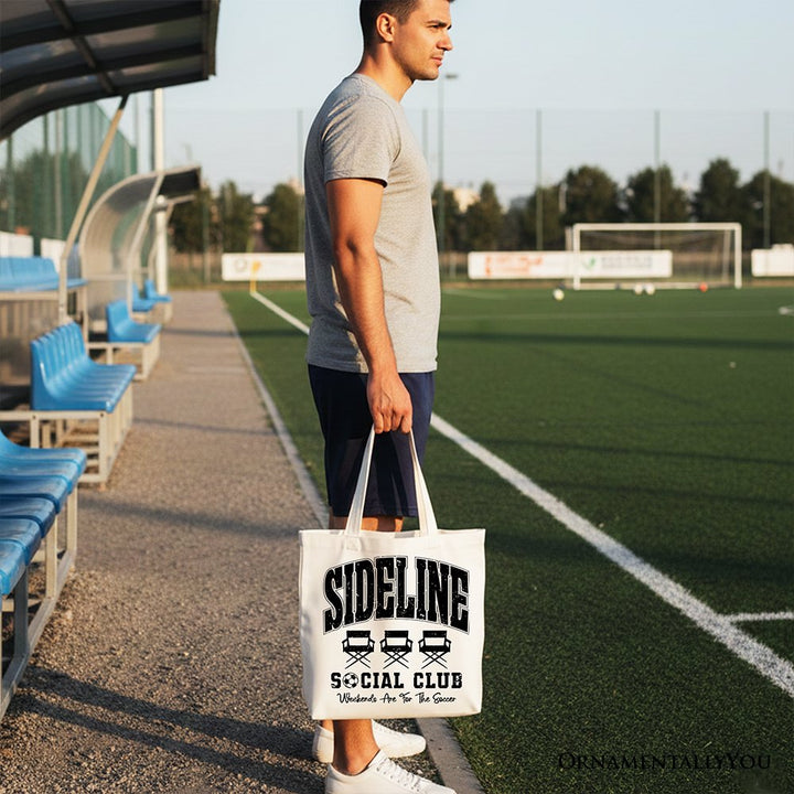 Sideline Social Club Soccer Tote Bag, Weekends Are for the Soccer Game Day Sports Gift Shopper Tote Bag OrnamentallyYou 