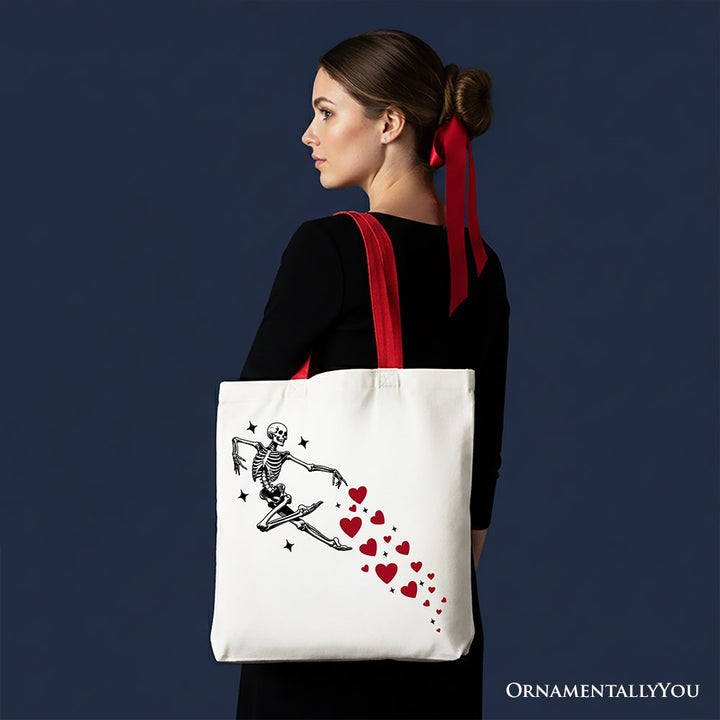 Skeleton Hearts Valentine Tote Bag, Playful Funny Gift Shopper Tote Bag OrnamentallyYou 