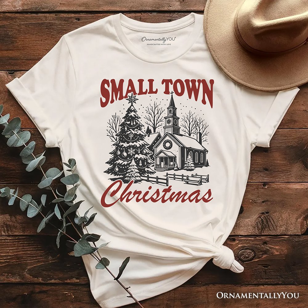 Small Town Christmas Vintage T‑Shirt, Rustic Winter Church Tee T-Shirts OrnamentallyYou Natural XS 