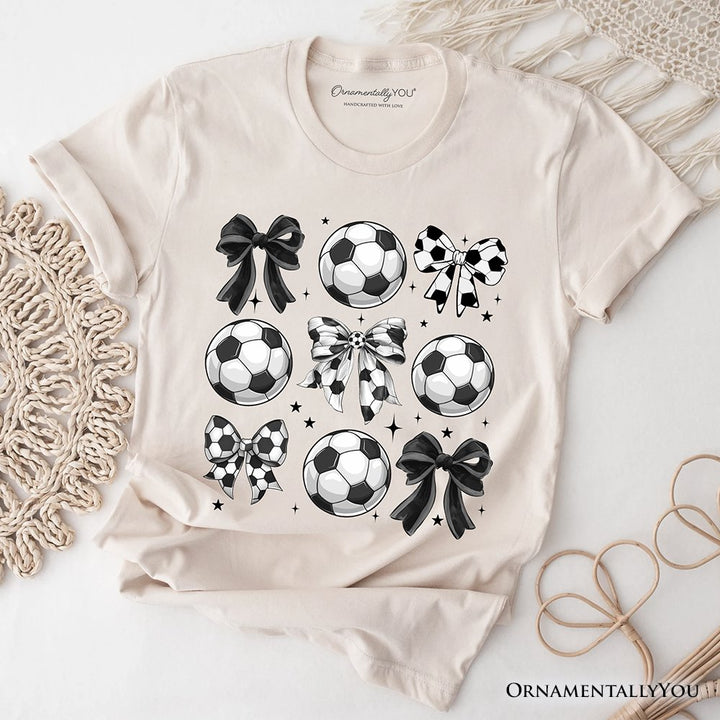 Soccer Balls Coquette Bows T-Shirt, Sports Mom Tee T-Shirts OrnamentallyYou Natural XS 