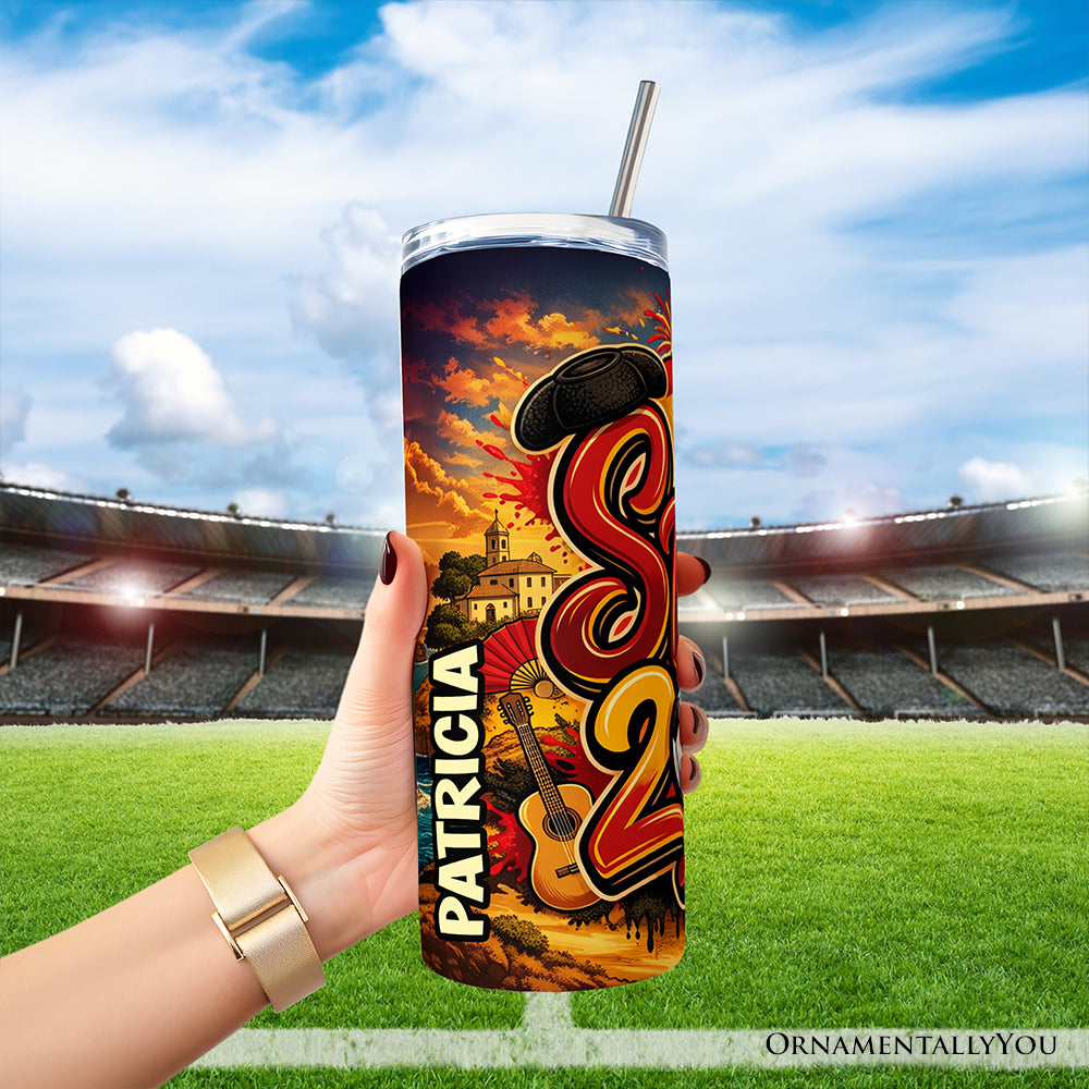 Spain 2026 Soccer Cup Global Championship 20oz Tumbler With Lid and Stainless Steel Straw, Fans Football Gift Cup