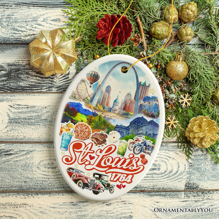 Spectacular St. Louis City Ceramic Art Ornament, Vintage Missouri Souvenir and Christmas Decor Ceramic Ornament OrnamentallyYou 