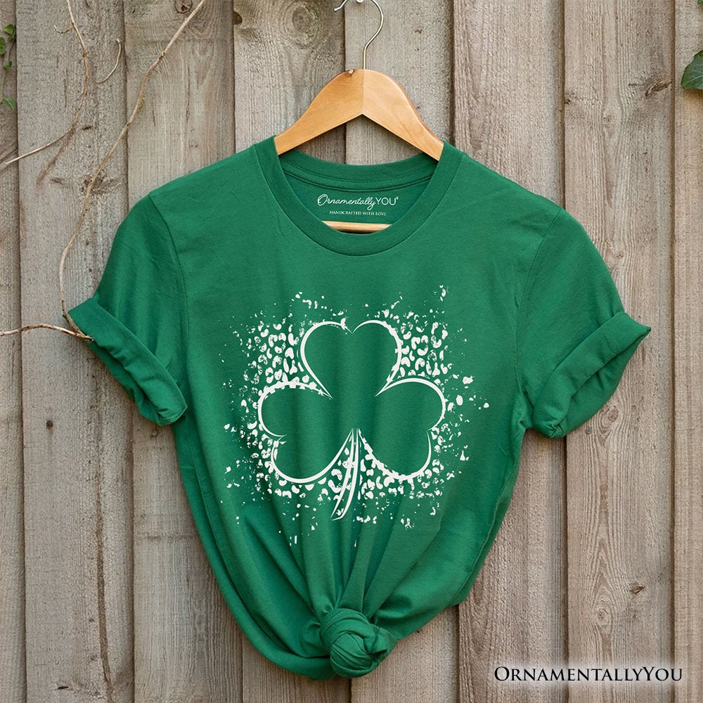 Splatter Shamrock Silhouette St Patrick’s Day T-Shirt, Retro Lucky Clover Tee T-Shirts OrnamentallyYou 