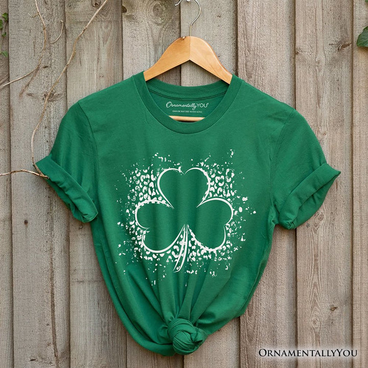 Splatter Shamrock Silhouette St Patrick’s Day T-Shirt, Retro Lucky Clover Tee T-Shirts OrnamentallyYou 