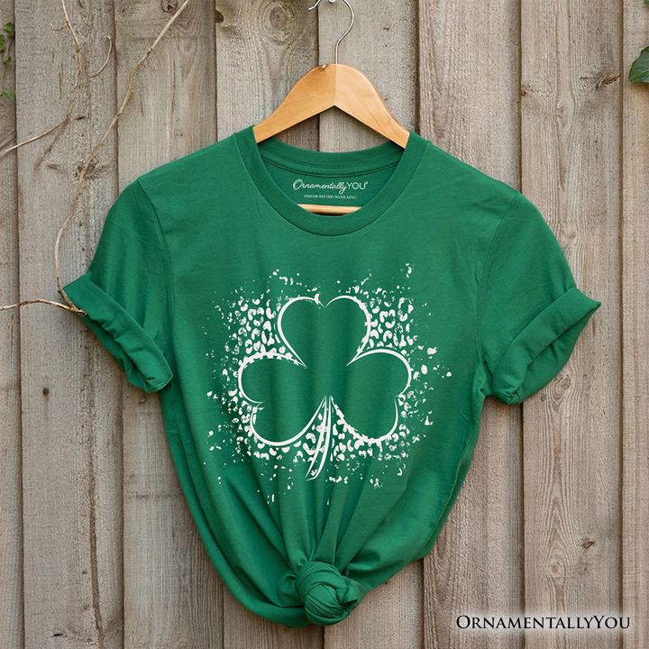 Splatter Shamrock Silhouette St Patrick’s Day T-Shirt, Retro Lucky Clover Tee
