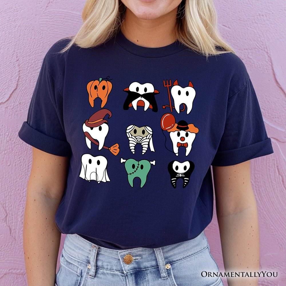 Spooky Halloween Dentist T-Shirt, Teeth Monster Tee for Dental Crew T-Shirts OrnamentallyYou 