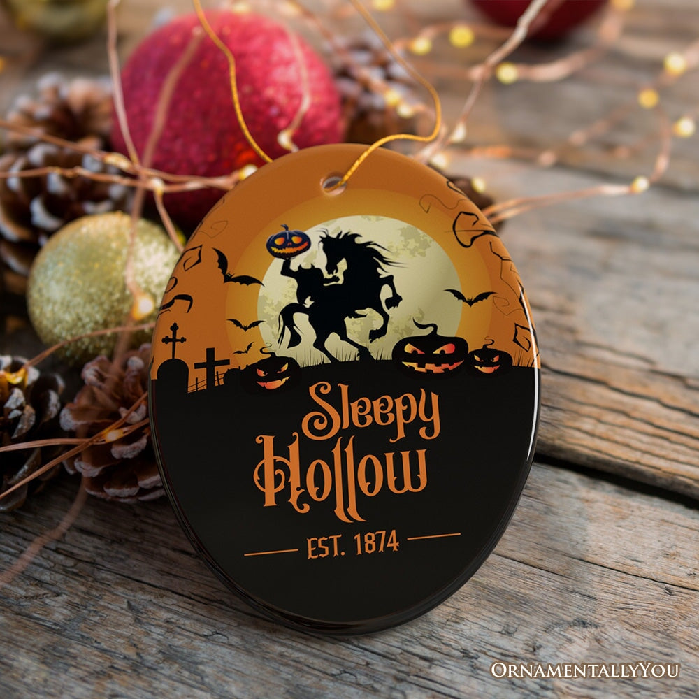 Spooky Sleepy Hollow Headless Horseman Ornament, Halloween Attraction Gift for Christmas Tree Ceramic Ornament OrnamentallyYou 