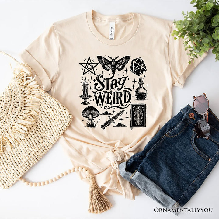 Stay Weird Witchy Vibes T-Shirt, Mystical Halloween Tee for Powerful Women T-Shirts OrnamentallyYou Natural XS 