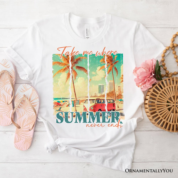 Summer Never Ends T-Shirt, Vintage White and Natural Van Tee T-Shirts OrnamentallyYou White XS 