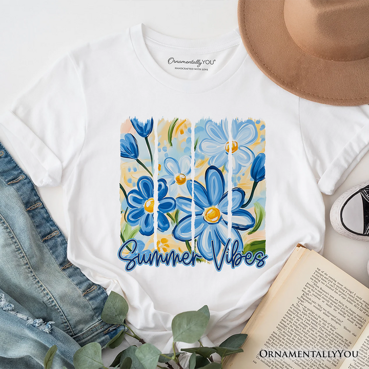 Summer Vibes Brushsroke Flowers T-Shirt, Aesthetic Tee