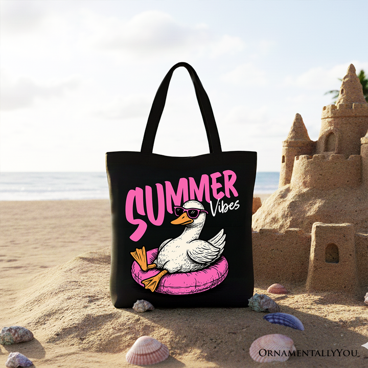 Summer Vibes Goose Tote Bag, Funny Beach Vacation Gift Shopper