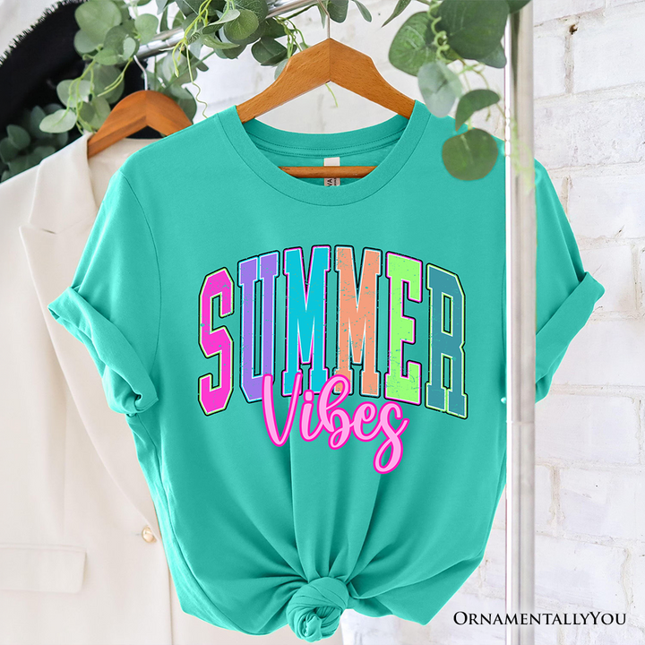 Summer Vibes Neon Varsity T-Shirt, Retro Beach Tee