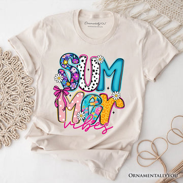 Summer Vibes Retro Floral T-Shirt, Coastal Beach Tee T-Shirts OrnamentallyYou Natural XS 