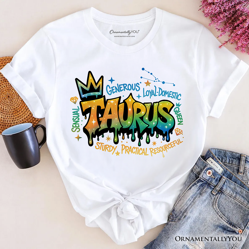 Taurus Graffiti Zodiac T-Shirt, Street Style Astrology Horoscope Tee