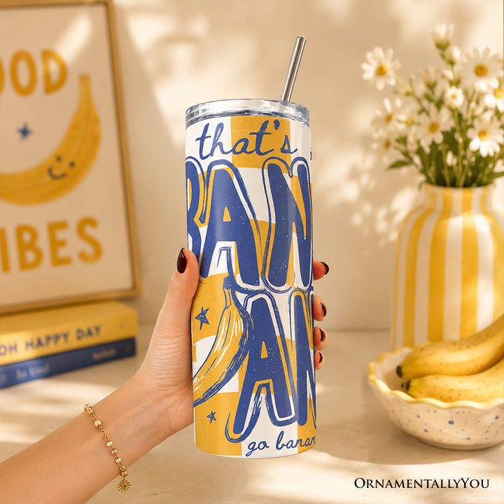 That's Bananas Summer 20oz Personalized Tumbler With Lid and Stainless Steel Straw, Funny Tropical Fruit Gift Cup