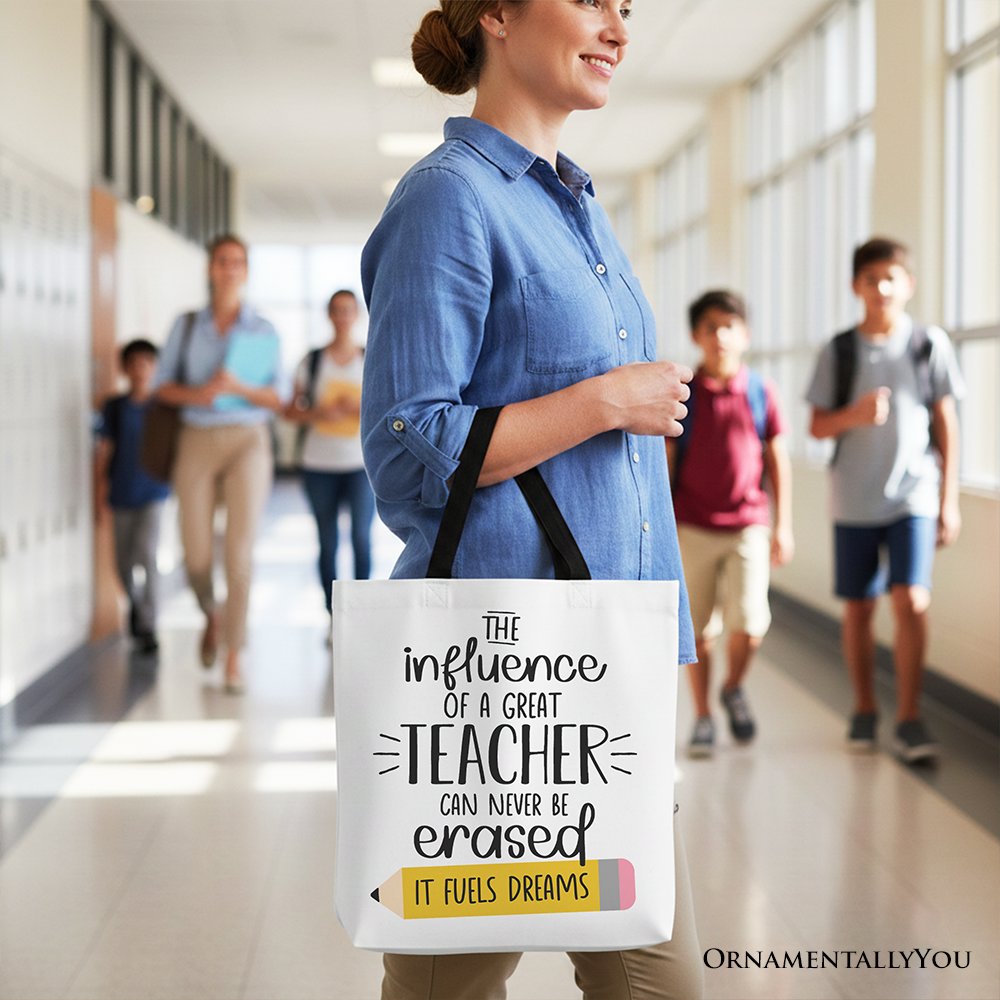 The Influence of a Great Teacher Canvas Tote Bag, Appreciation Gift Bag for Educators and Teacher Tote Bag OrnamentallyYou 