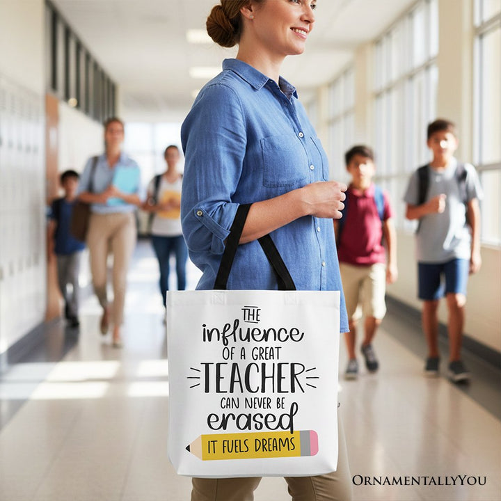 The Influence of a Great Teacher Canvas Tote Bag, Appreciation Gift Bag for Educators and Teacher Tote Bag OrnamentallyYou 